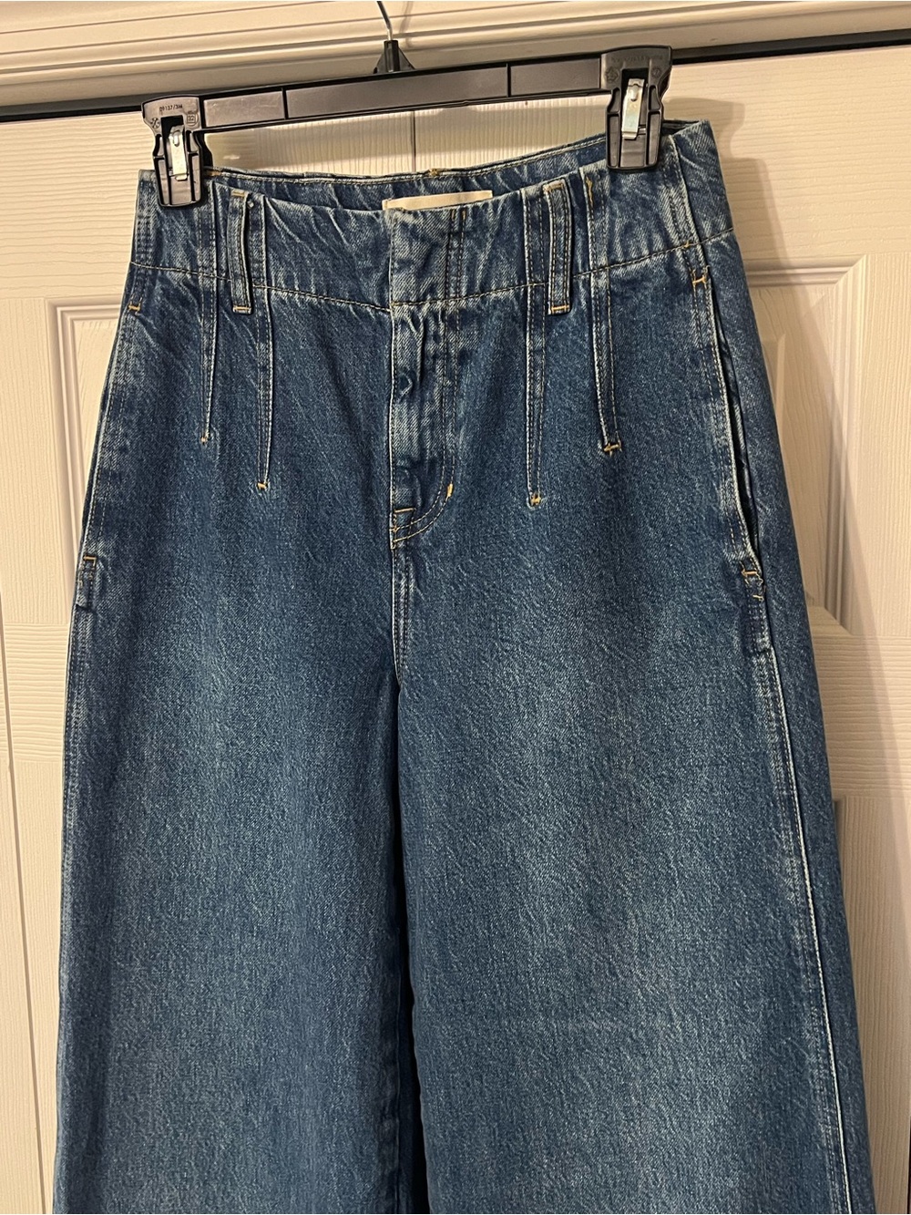 Boden Mid Rise Wide Leg Stitch Detail Pleated Jeans Women’s Size 26 Long - Picture 4 of 13